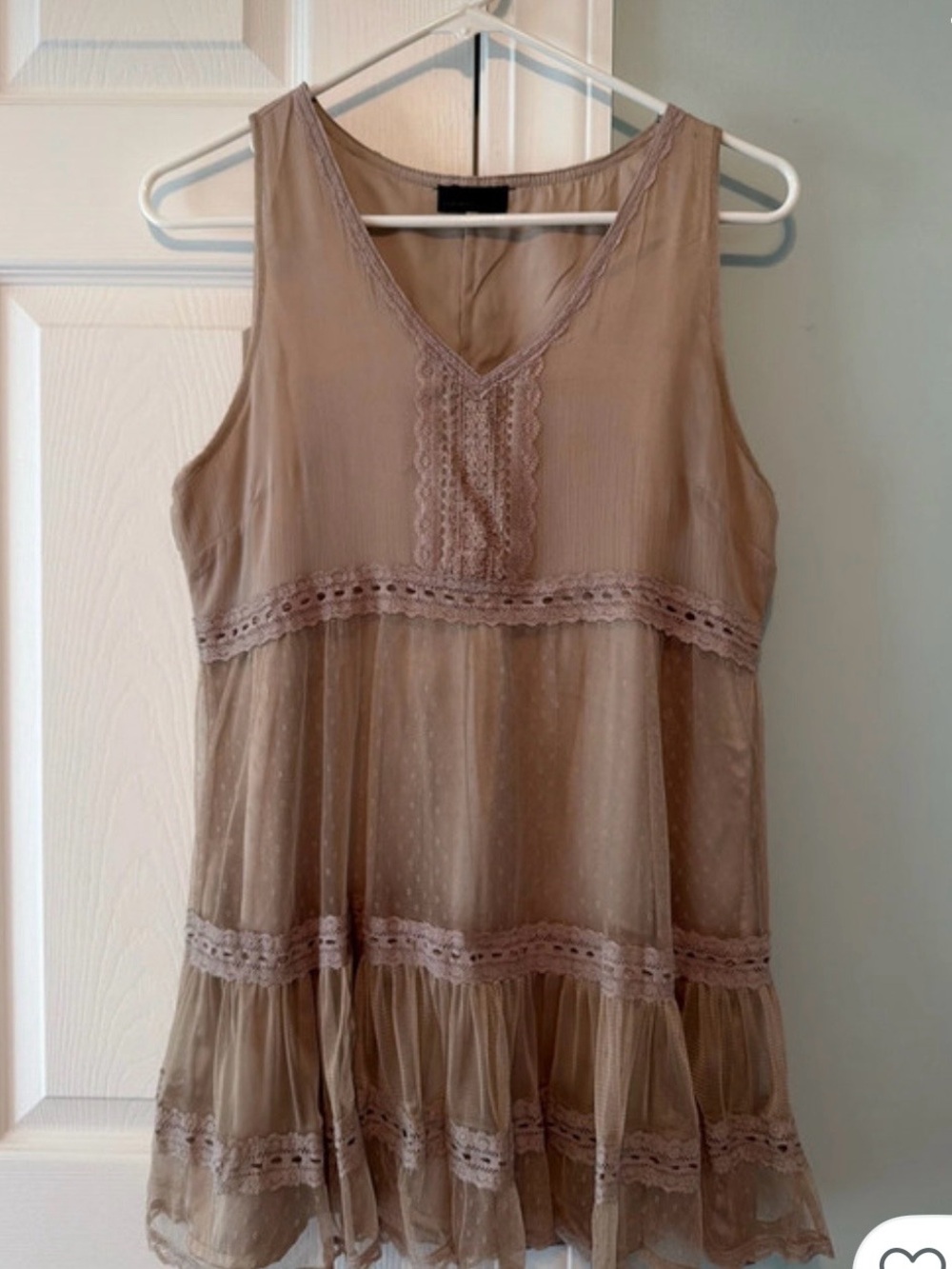 Vero Moda Neutral Taupe Lace-Trim Sleeveless Top